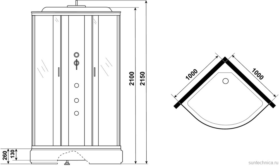Душевая кабина Niagara Classic NG-3502-14G 100х100 см, с гидромассажем