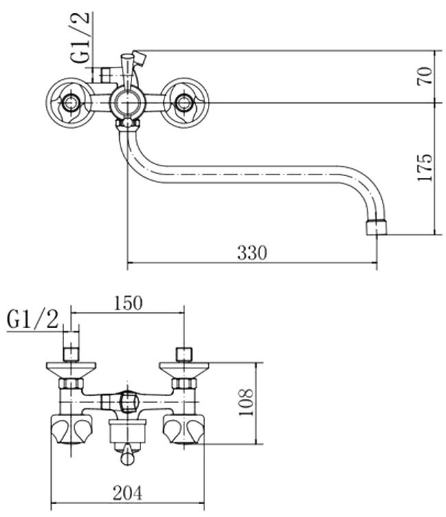Смеситель с длинным изливом для ванны Fashun A2226 хром