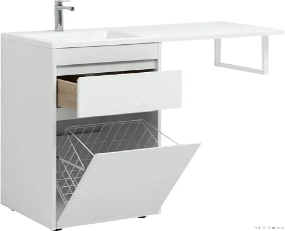 Тумба с раковиной Aquanet Токио 68 1 ящик, с бельевой корзиной L