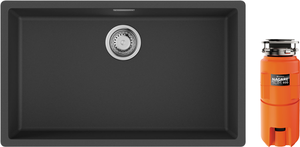 Комплект Мойка Omoikiri Yamakawa 75T-Integra-BL черная + Измельчитель Nagare slim 500