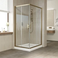 Душевой уголок Vegas Glass ZA-F Tur Novo 100*90 05 01 профиль бронза, стекло прозрачное