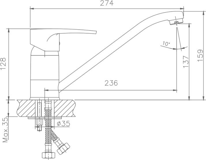 Смеситель для кухни Haiba HB65 HB4265