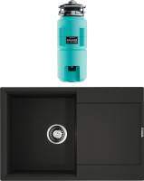 Комплект Мойка Omoikiri Daisen 78T-BL чёрная + Измельчитель Nagare slim 1250-AZ azur blue