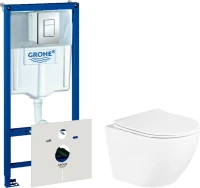Комплект Унитаз подвесной BelBagno Uno BB3105CHR/SC + Инсталляция Grohe Rapid SL 38772001 3 в 1 с кнопкой смыва + Шумоизоляция 37131000