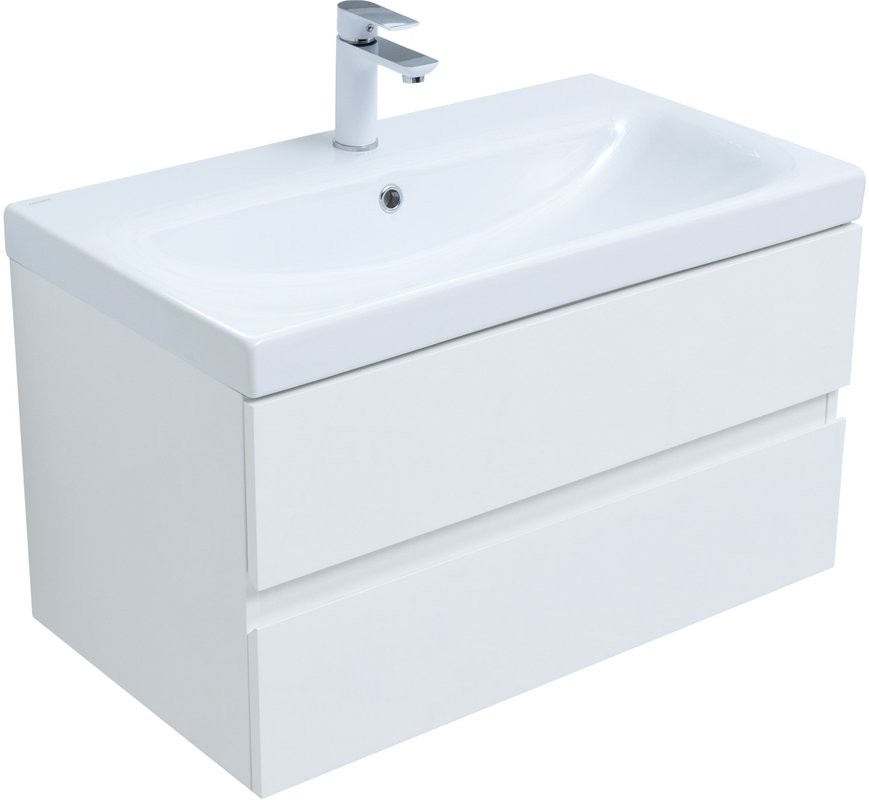 Мебель для ванной комнаты Aquanet Беркли 80 белая глянцевая