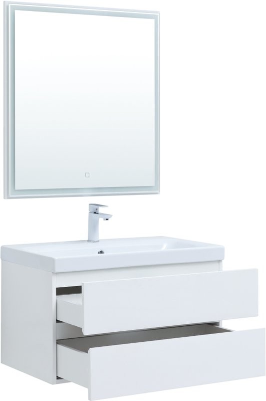 Мебель для ванной комнаты Aquanet Беркли 80 белая глянцевая