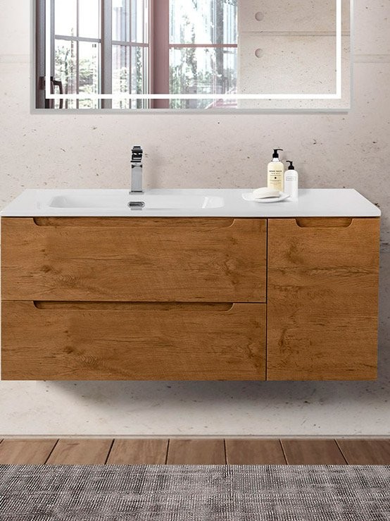 Тумба с раковиной BelBagno Etna L, 100 2 ящика, дверца, rovere nature