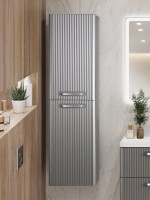 Шкаф-пенал для ванной BelBagno Due 40 подвесной, ручки хром полированный, сатин