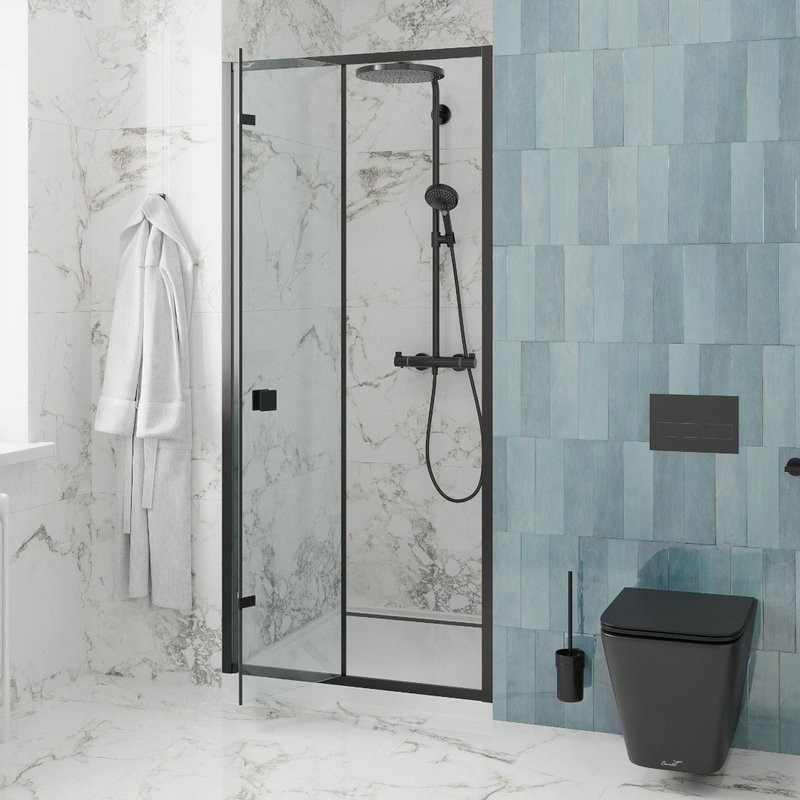 Душевая дверь в нишу Ceruttispa Bella D81B 80 см, профиль черный
