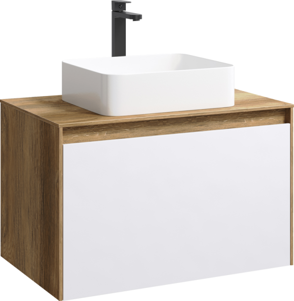 Тумба с раковиной Aqwella 5 stars Mobi 80 дуб балтийский, белая
