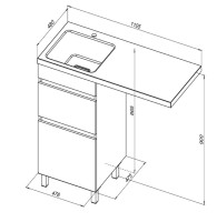 Тумба под раковину без столешницы Aquanet Вега 48 напольная, под стиральную машину, белый глянцевый
