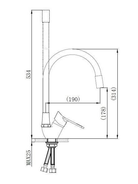 Смеситель для кухни РМС SL137GY 016F хром, серый, с гибким изливом
