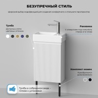 Тумба под раковину Wellsee WC Area 221801000: подвесная тумба шириной 40 см, цвет матовый белый