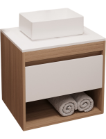 Тумба с раковиной Teymi Ritta 55 дуб эврика, матовая белая, раковина Helmi Mini 38