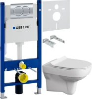 Комплект Унитаз подвесной Cersanit City Clean On DPL EO slim + Инсталляция Geberit Duofix Delta 458.149.21.1 с кнопкой смыва, хром + Звукоизоляция