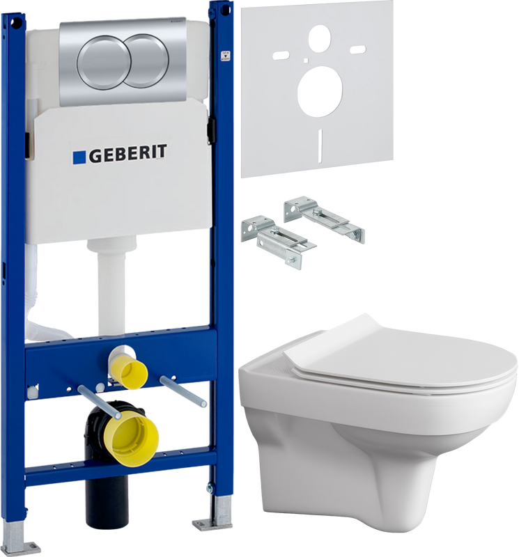 Комплект Унитаз подвесной Cersanit City Clean On DPL EO slim + Инсталляция Geberit Duofix Delta 458.149.21.1 с кнопкой смыва, хром + Звукоизоляция