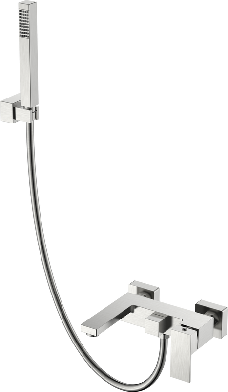 Смеситель для ванны с душем Boheme Qubic 473-NB brushed nickel