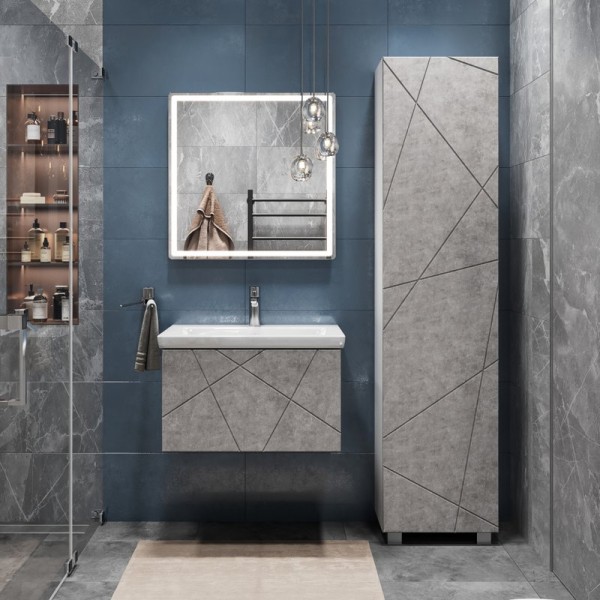 Мебель для ванной комнаты Vigo Geometry 60 подвесная, бетон, раковина Como 60
