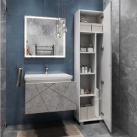 Мебель для ванной комнаты Vigo Geometry 60 подвесная, бетон, раковина Como 60