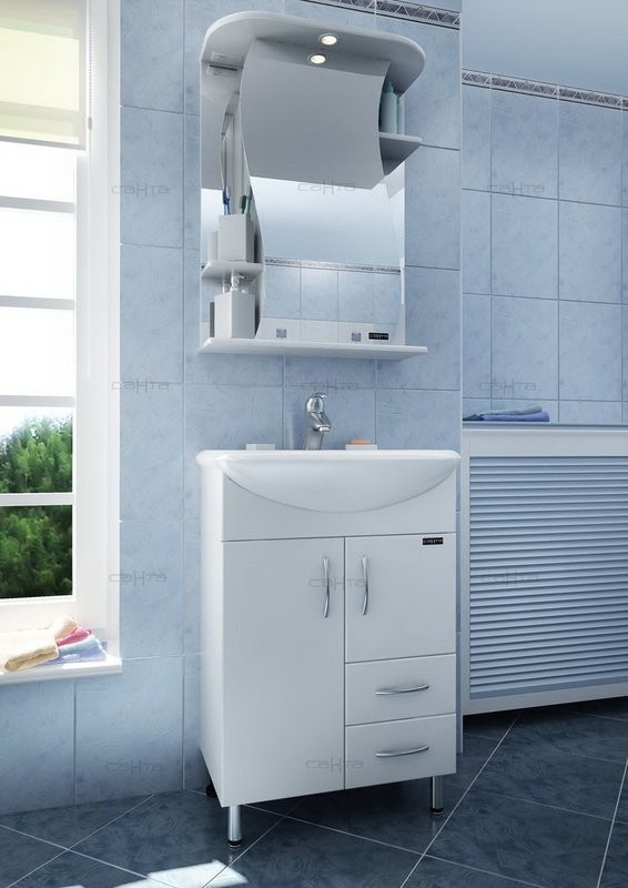 Мебель для ванной комнаты СаНта Уют 55 2 двери, 2 ящика