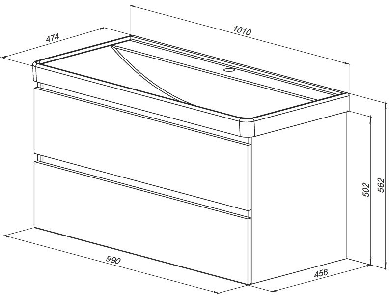 Мебель для ванной комнаты Aquanet Вега 2.0 100 подвесная, мисти грин
