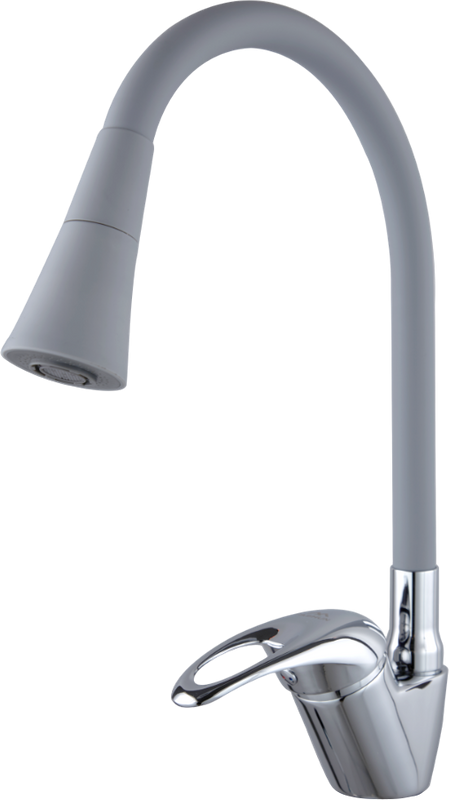 Смеситель для кухни Fashun A4403+A7357 с гибким изливом, хром, серый