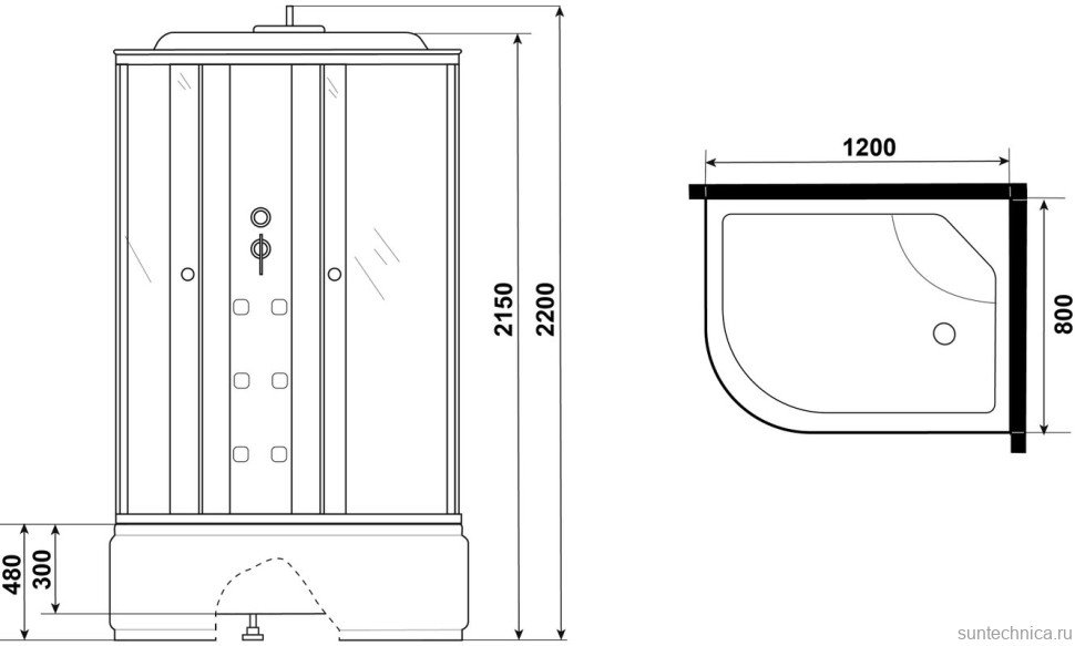 Душевая кабина Niagara Ultra NG-310-01R 120х80, с высоким поддоном