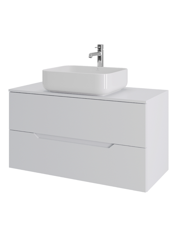 Мебель для ванной комнаты Orange Line 100 подвесная, 2 ящика, матовая белая с раковиной B05-500W