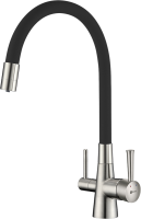 Смеситель для кухни Lemark Comfort LM3075BN-Black с гибким изливом, никель, черный