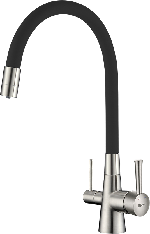 Смеситель для кухни Lemark Comfort LM3075BN-Black с гибким изливом, никель, черный