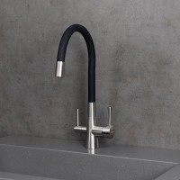 Смеситель для кухни Lemark Comfort LM3075BN-Black с гибким изливом, никель, черный