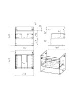 Тумба с раковиной Teymi Vitra 50 дуб, белая волна