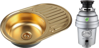 Комплект Мойка Zorg Inox PVD SZR-7750 bronze + Измельчитель Inox D