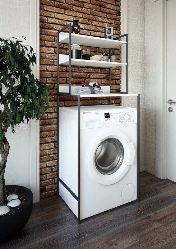 Шкаф в туалет Sanflor 82613188 черный муар, для стиральной машины