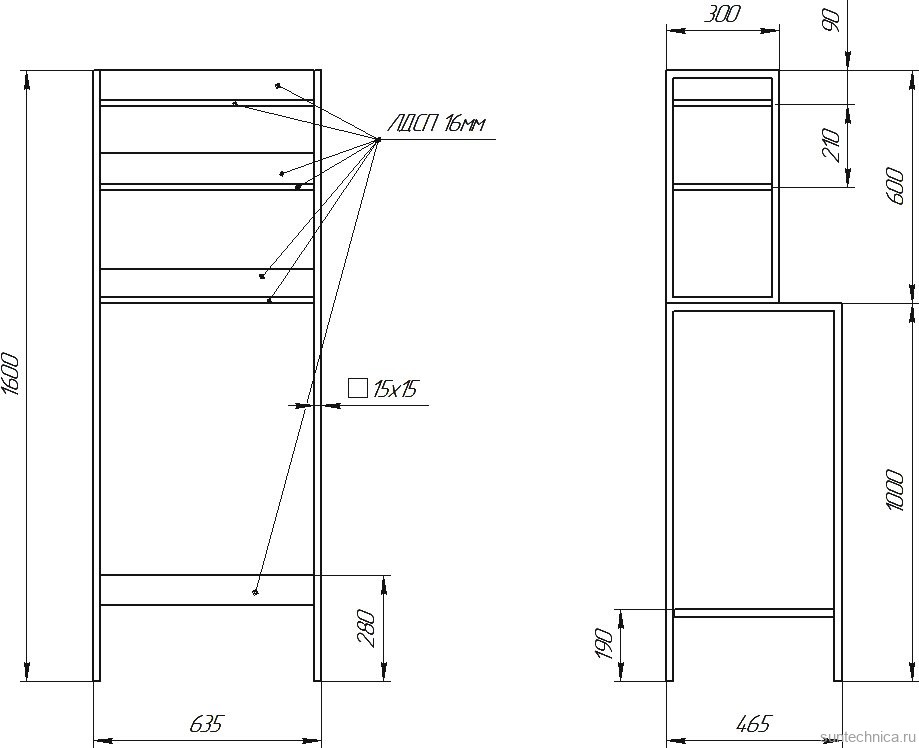 Шкаф в туалет Sanflor 82613188 черный муар, для стиральной машины
