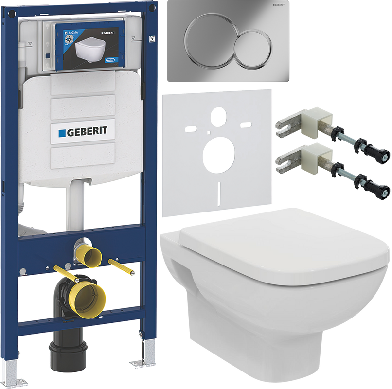 Комплект Унитаз подвесной Ideal Standard I.life A + Крышка T453101 белая + Инсталляция Geberit Duofix UP 320 111.300.00.5 + Кнопка Sigma 01 115.770.21.5 хром + Крепления 111.815.00.1 к стене + Звукоизоляция
