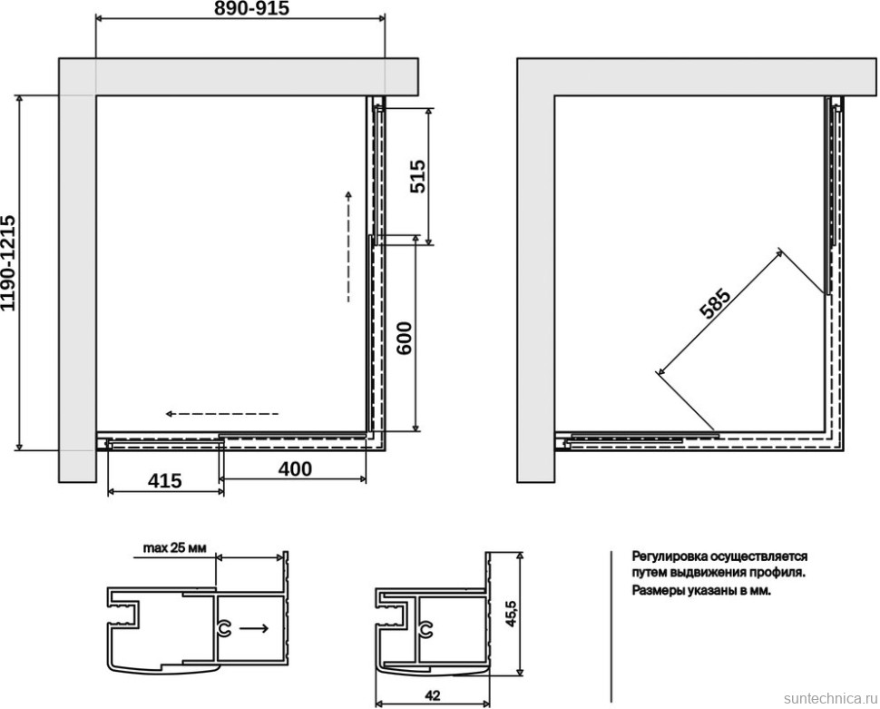 Душевой уголок Vegas Glass ZA-F Tur Novo h1900 120*90 05 05 профиль бронза, стекло бронза