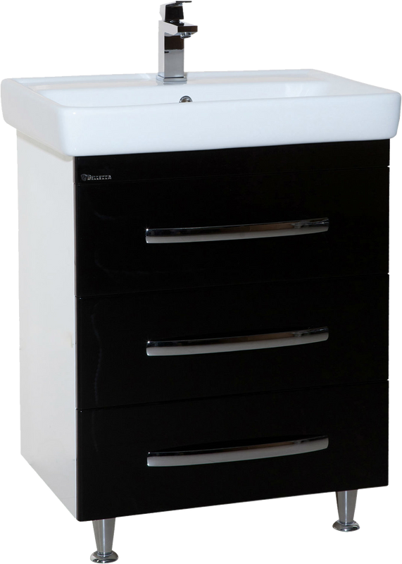 Тумба с раковиной Bellezza Рокко 60 черная напольная 3 ящика