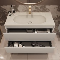 Тумба с раковиной Vincea Welle 100 m.white soft-touch, раковина VCB-4H100J жасмин