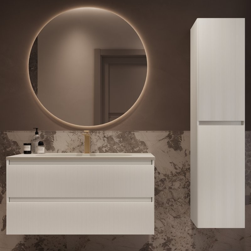 Тумба с раковиной Vincea Welle 100 m.white soft-touch, раковина VCB-4H100J жасмин