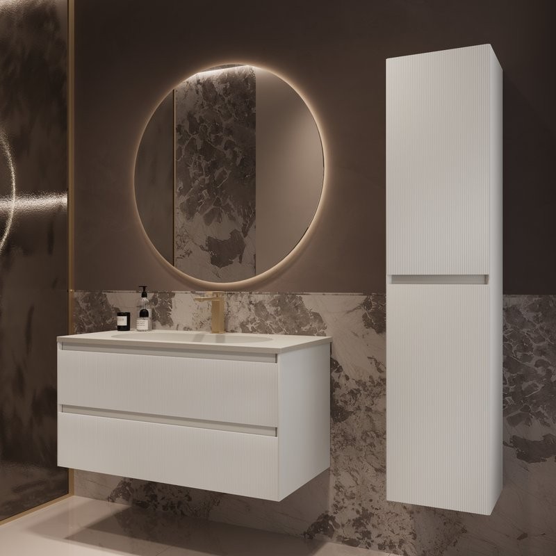 Тумба с раковиной Vincea Welle 100 m.white soft-touch, раковина VCB-4H100J жасмин