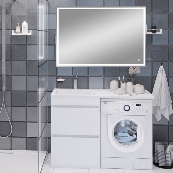 Мебель для ванной комнаты Emmy Джерси 120 L под стиральную машину, зеркало DIWO Дмитров