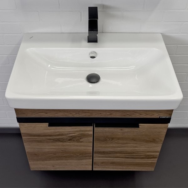 Мебель для ванной комнаты Comforty Соло 70 подвесная, темно-коричневый дуб