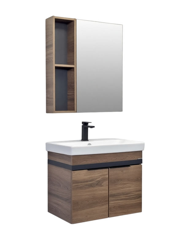 Мебель для ванной комнаты Comforty Соло 70 подвесная, темно-коричневый дуб