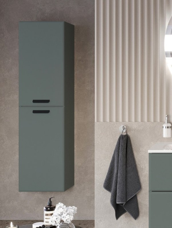 Шкаф-пенал для ванной Cezares Eco-Cer-N 40 универсальный серо-зеленый матовый, ручки матовые черные