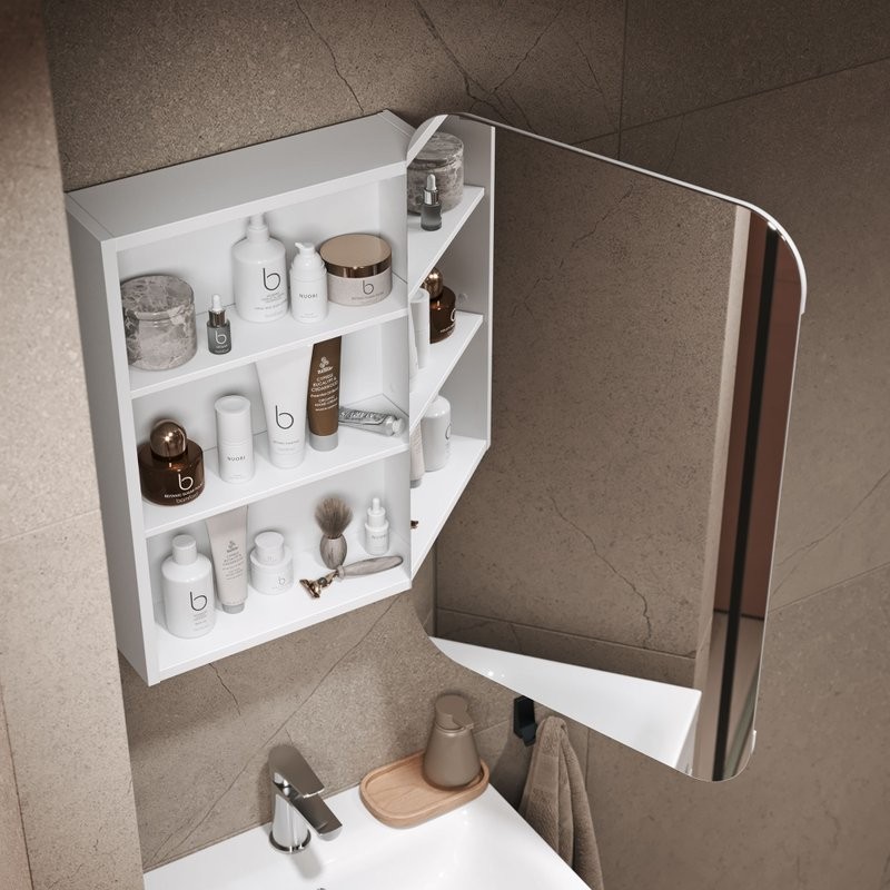 Зеркало-шкаф Alavann Cosmetic 60x80 с приближением, глянцевый белый