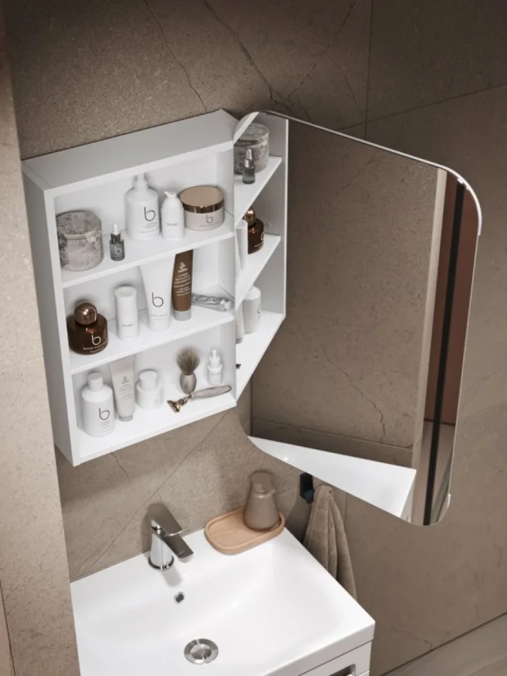 Зеркало-шкаф Alavann Cosmetic 60x80 с приближением, глянцевый белый