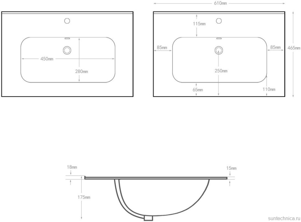 Мебельная раковина Aquanet Flat 60