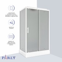 Душевая кабина Parly Bett 120х80 см, профиль матовый белый, стекло матовое