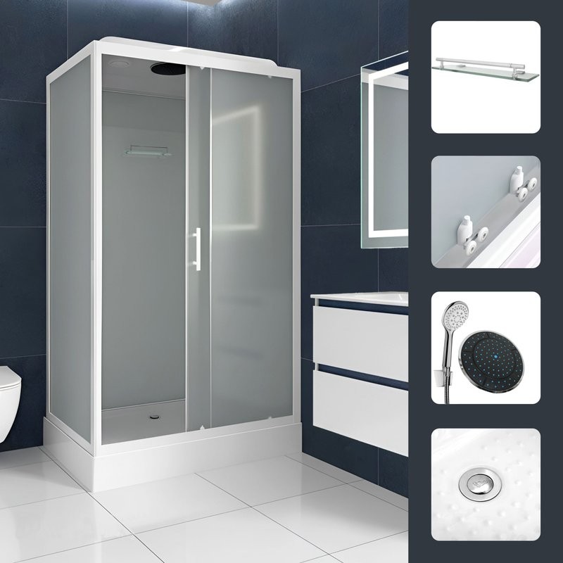 Душевая кабина Parly Bett 120х80 см, профиль матовый белый, стекло матовое